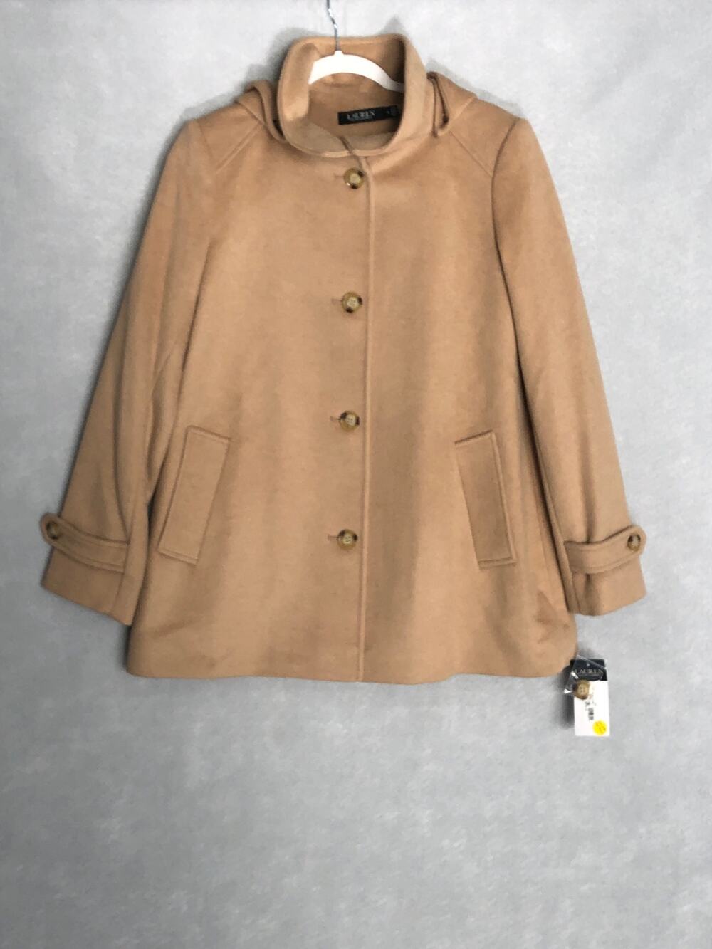 Lauren Ralph Lauren Walker Coat Women's Size 8 Hooded Camel (Flaw) NEW